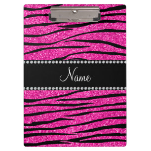 Individuelle Name Nebel Rosa Glitzer Zebrastreifen Klemmbrett