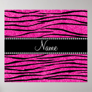 Individuelle Name Nebel Rosa Glitzer Zebrastreifen Poster