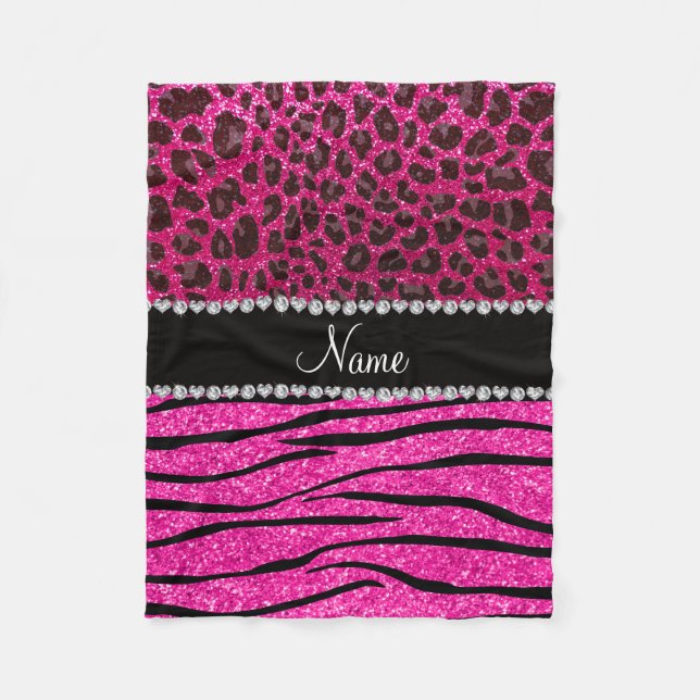 Individuelle Name Nebel rosa Zebrastreifen Leopard Fleecedecke (Vorderseite)