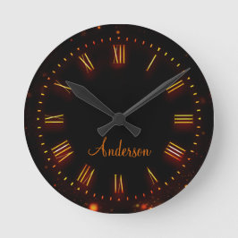 Individuelle Name Neon Black Classic Elegante Rom Runde Wanduhr