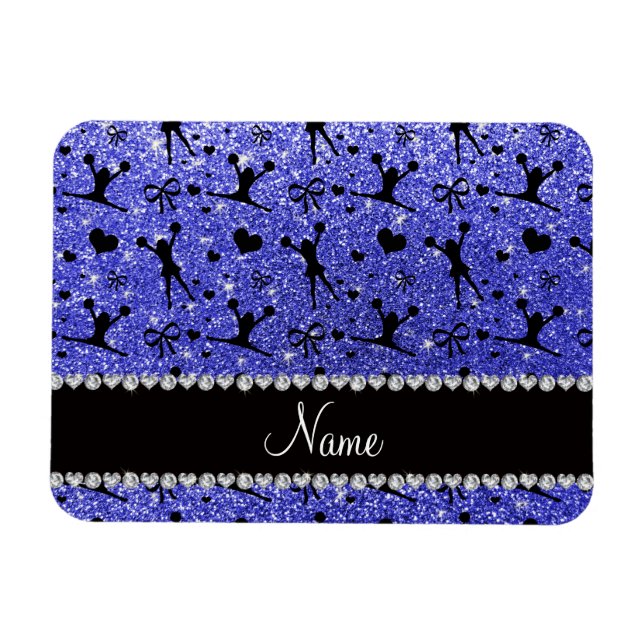 Individuelle Name Neon blauer Glitzer Chefin Magnet (Horizontal)