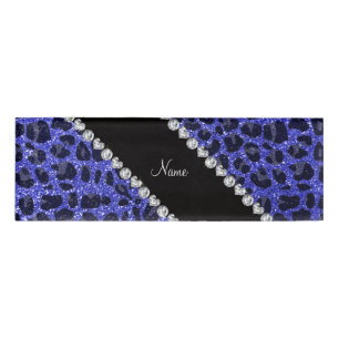 Individuelle Name Neon Blue Glitzer Leopard Druck Namenschild