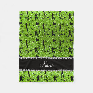 Individuelle Name Neon Green Glitzer Bogenschießen Fleecedecke