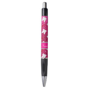Individuelle Name Neon Hot Rosa Glitzer Pinsel Zah Kugelschreiber