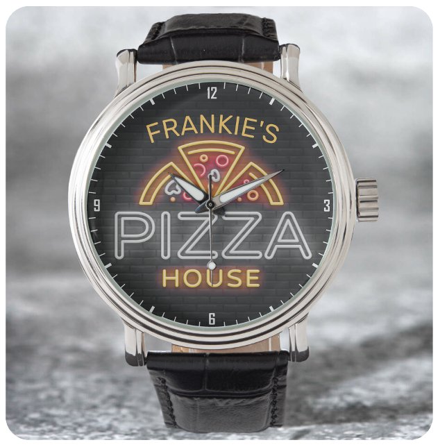 Individuelle Name Neon Italienisches Pizzeria Pizz Armbanduhr (Von Creator hochgeladen)