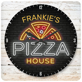 Individuelle Name Neon Italienisches Pizzeria Pizz Große Wanduhr