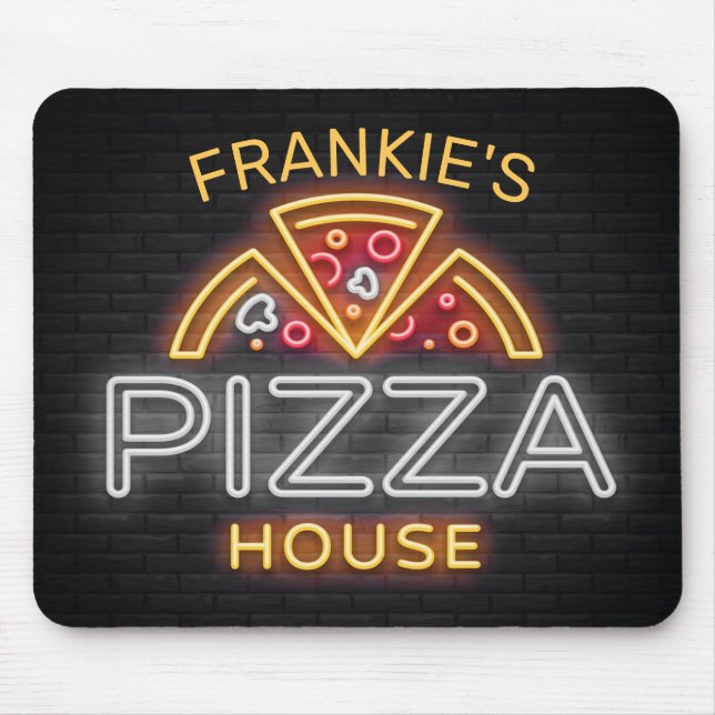 Individuelle Name Neon Italienisches Pizzeria Pizz Mousepad (Vorne)