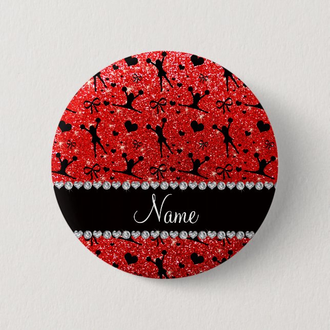 Individuelle Name Neon Rot Glitzer Chefin Button (Vorderseite)