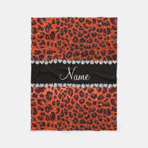 Individuelle Name Neonorange Glitzer Leopard Fleecedecke