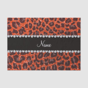 Individuelle Name Neonorange Glitzer Leopard Seidenpapier