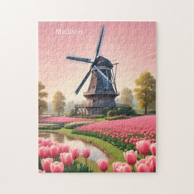 Individuelle Name Netherlands Windmills Puzzle (Vertikal)