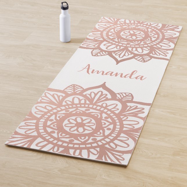 Individuelle Name Neue Rose Gold Mandala White Yogamatte (Beispiel)