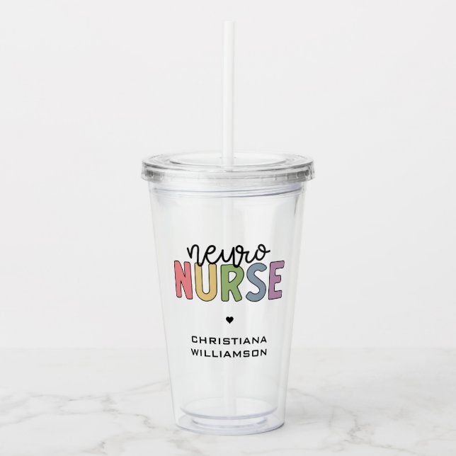 Individuelle Name Neuro Nurse Neuroscience Geschen Acryltrinkbecher (Vorderseite)