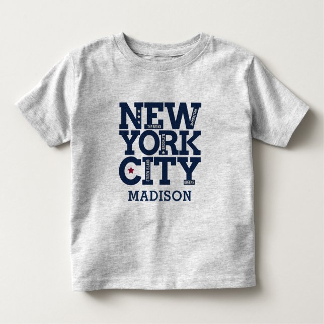 Individuelle Name New York City Typografie Kleinkind T-shirt (Vorderseite)