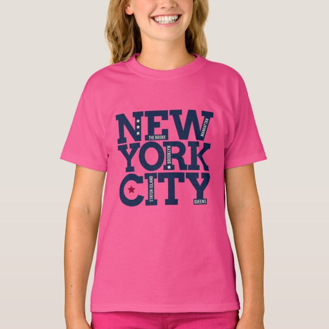 Individuelle Name New York City Typografie T-Shirt (Vorderseite)