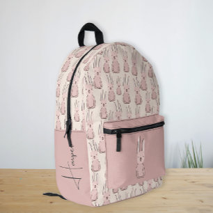 Individuelle Name Niedlich Bunny Pattern Girl's Pi Bedruckter Rucksack