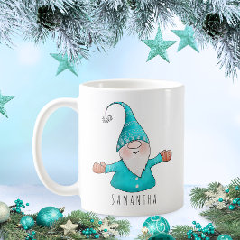Individuelle Name Niedlich Gnome Aquamarin Blauer Kaffeetasse