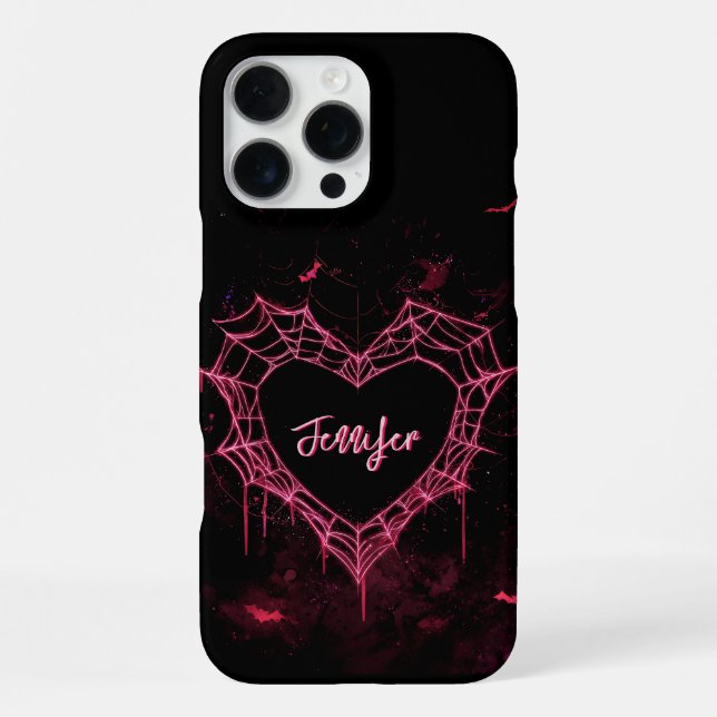 Individuelle Name Niedlich Gothic Pink Heart Spide iPhone Hülle (Rückseite)