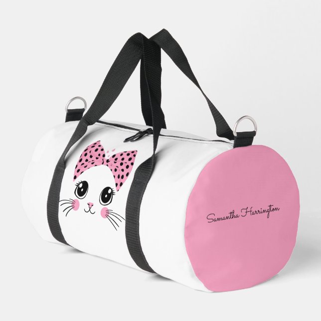 Individuelle Name Niedlich Katzengesicht Duffle Bag (Linke Seite)