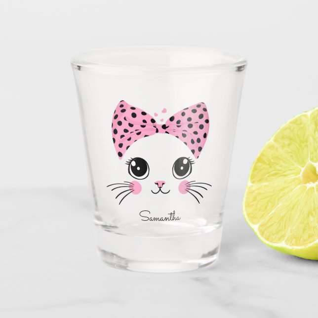 Individuelle Name Niedlich Katzengesicht Schnapsglas (Vorderseite)