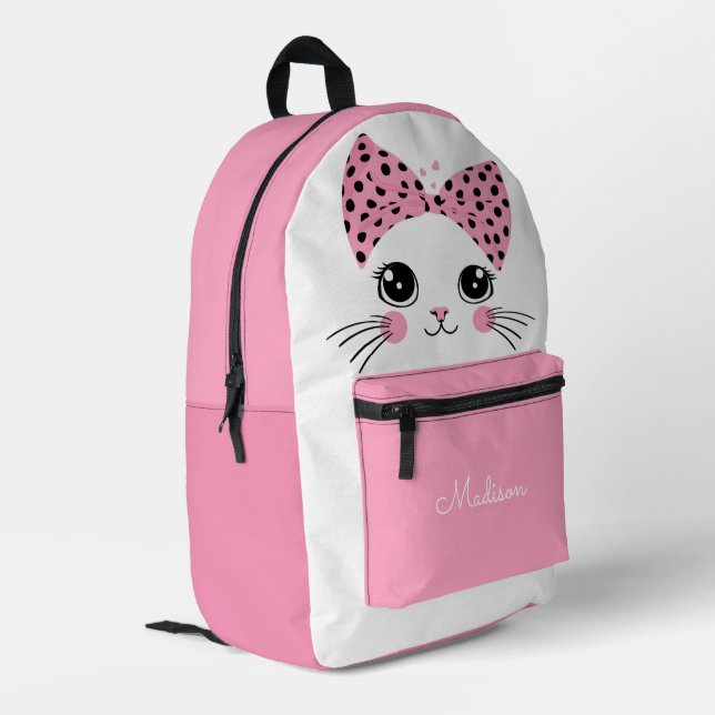 Individuelle Name Niedlich Kitten Bedruckter Rucksack (Rückseitige Ecke links)