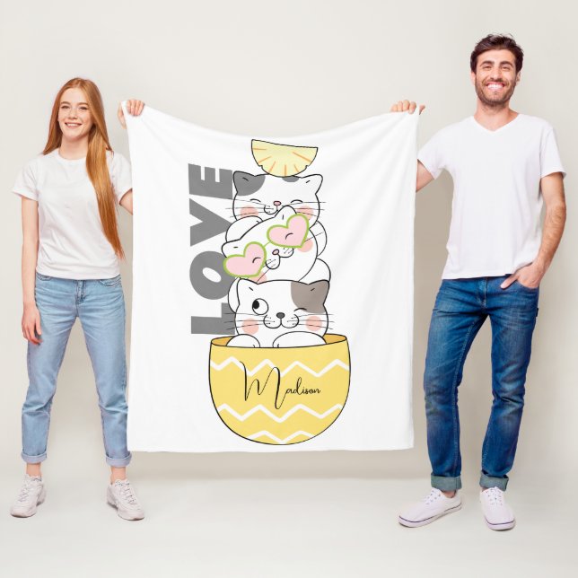 Individuelle Name Niedlich Kittens Fleecedecke (Beispiel)