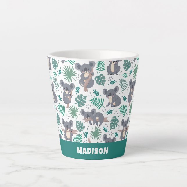Individuelle Name Niedlich Koalas Muster Milchtasse (Vorderseite)