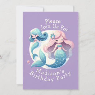 Individuelle Name Niedlich Mermaid Thema Magisch G Einladung