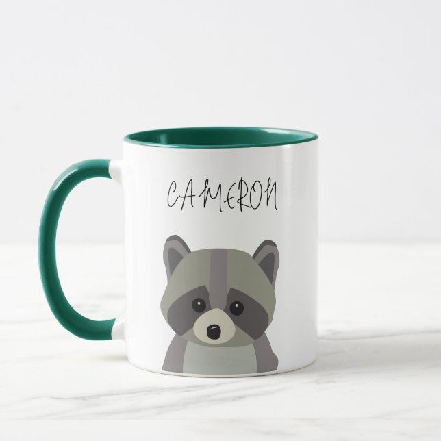 Individuelle Name Niedlich Moderne Raccoon-Illustr Tasse (Links)