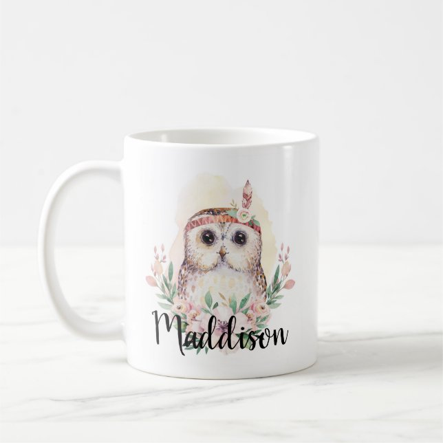 Individuelle Name Niedlich Owl Mama Krankenpfleger Kaffeetasse (Links)