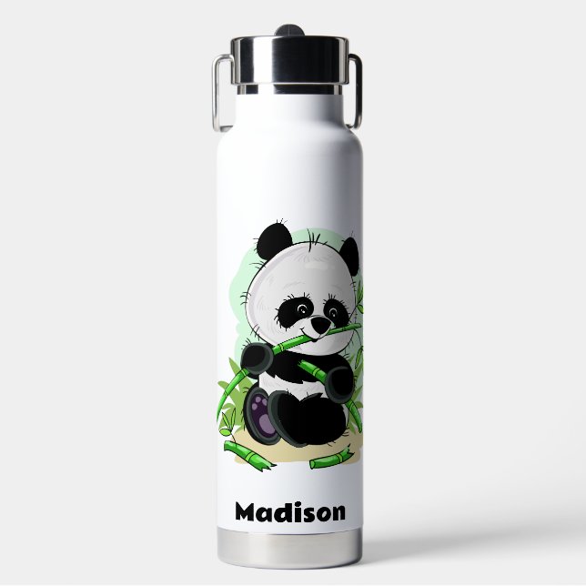 Individuelle Name Niedlich Pandas Trinkflasche (Vorderseite)