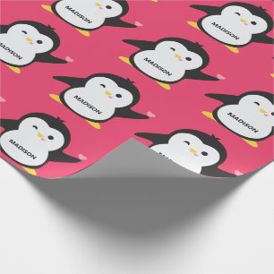 Individuelle Name niedlich Pinguin Geschenkpapier