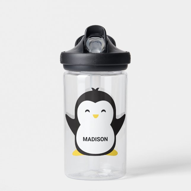 Individuelle Name Niedlich Pinguin Trinkflasche (Vorne)