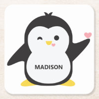 Individuelle Name niedlich Pinguin Untersetzer