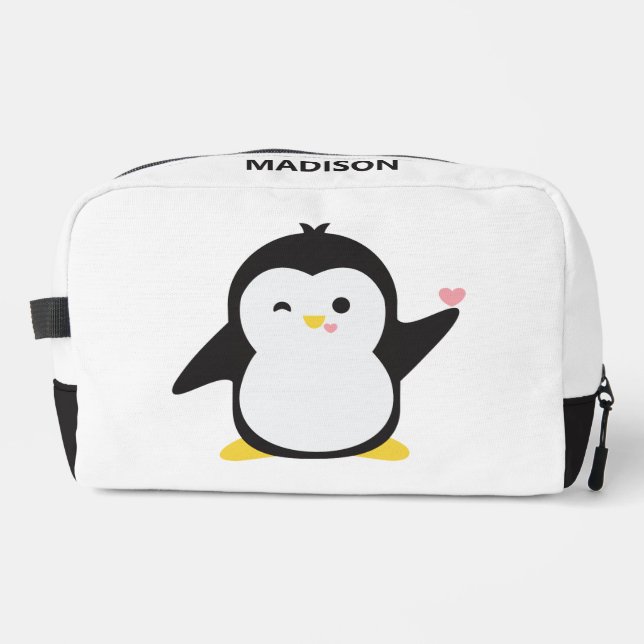 Individuelle Name niedlich Pinguin Waschbeutel (Vorderseite)