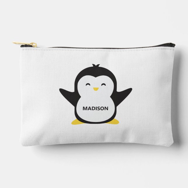 Individuelle Name niedlich Pinguin Zubehörtasche (Vorderseite)