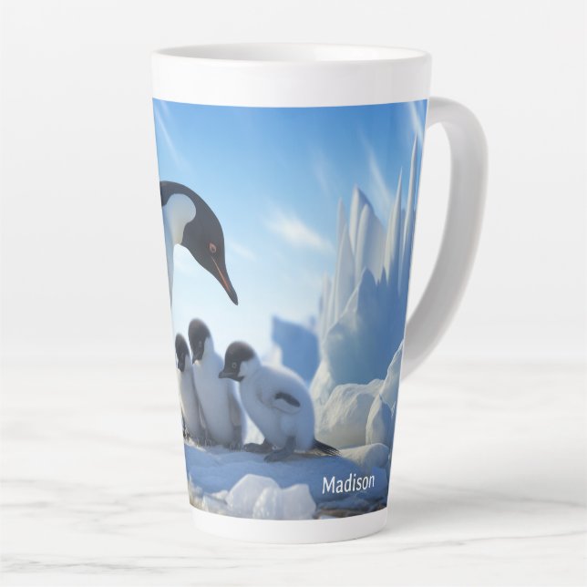 Individuelle Name Niedlich Pinguine Milchtasse (Rechte Ecke)