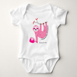 Individuelle Name Niedlich Pink Pickleball 🦥 Baby Strampler