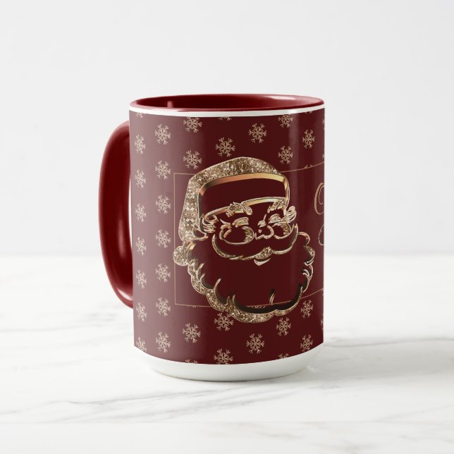 Individuelle Name Niedlich Santa Red Maroon Gold W Tasse (Vorderseite Links)