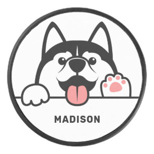 Individuelle Name Niedlich Siberischer Husky Eishockey Puck
