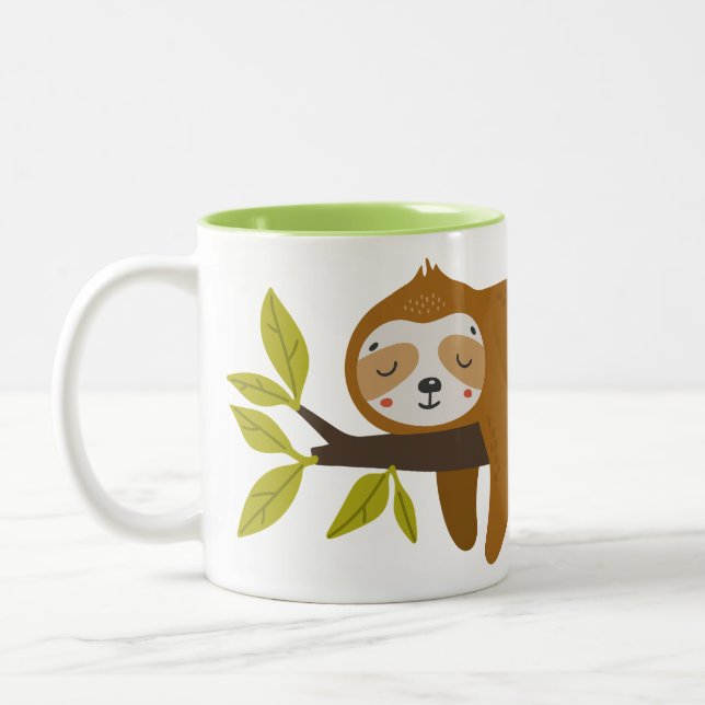 Individuelle Name Niedlich Sloth Zweifarbige Tasse (Links)