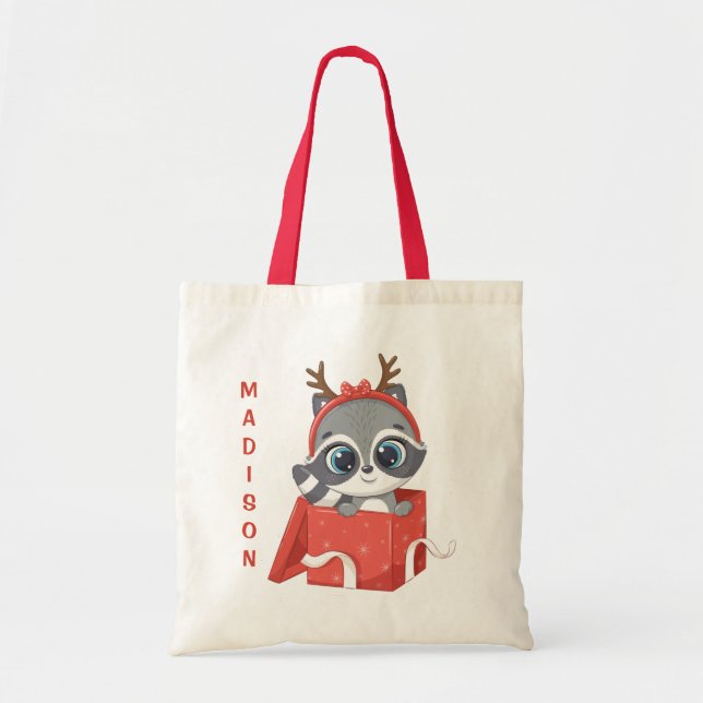 Individuelle Name Niedlich Weihnachtsfeiertag Tragetasche (Vorne)