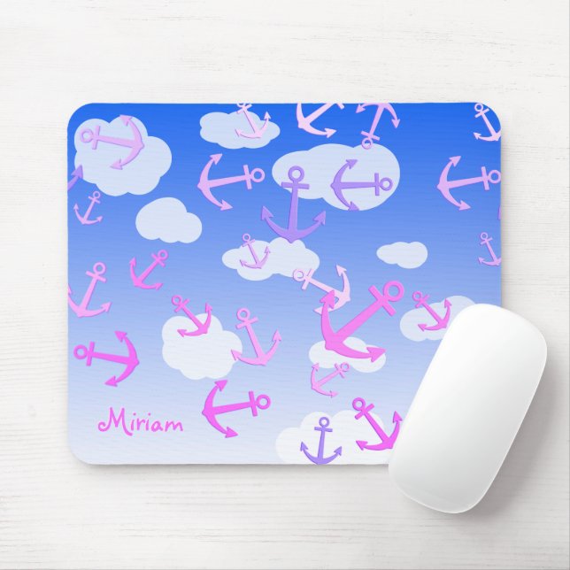 Individuelle Name, Niedliche Anker, Pastellfarben Mousepad (Mit Mouse)