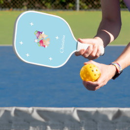 Individuelle Name niedliche Engel auf blau Pickleball Schläger