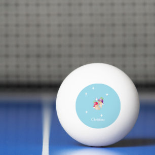 Individuelle Name niedliche Engel auf blau Tischtennisball