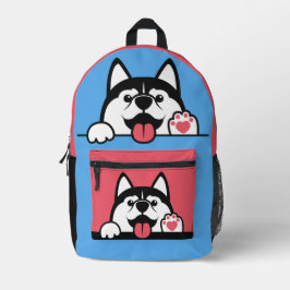 Individuelle Name Niedliche Huskies Bedruckter Rucksack