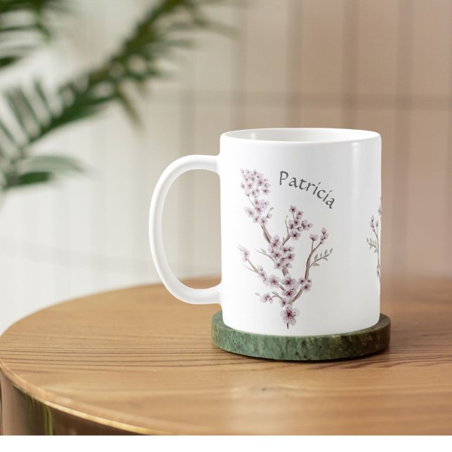 Individuelle Name Niedliche Natur Kirschblossom Ro Kaffeetasse (Von Creator hochgeladen)