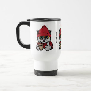 Individuelle Name Niedlicher Kaffee Chat Reisebecher