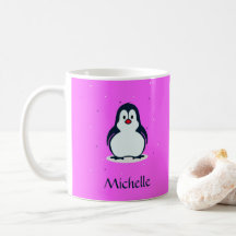 Individuelle Name niedlicher Pinguin auf rosa