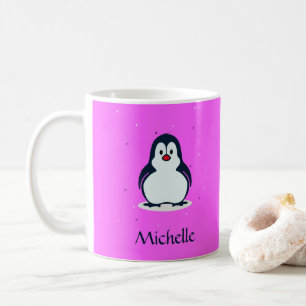 Individuelle Name niedlicher Pinguin auf rosa Kaffeetasse